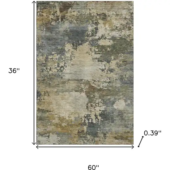 Gray And Beige Abstract Washable Area Rug With UV Protection Photo 9