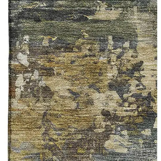 Gray And Beige Abstract Washable Area Rug With UV Protection Photo 3