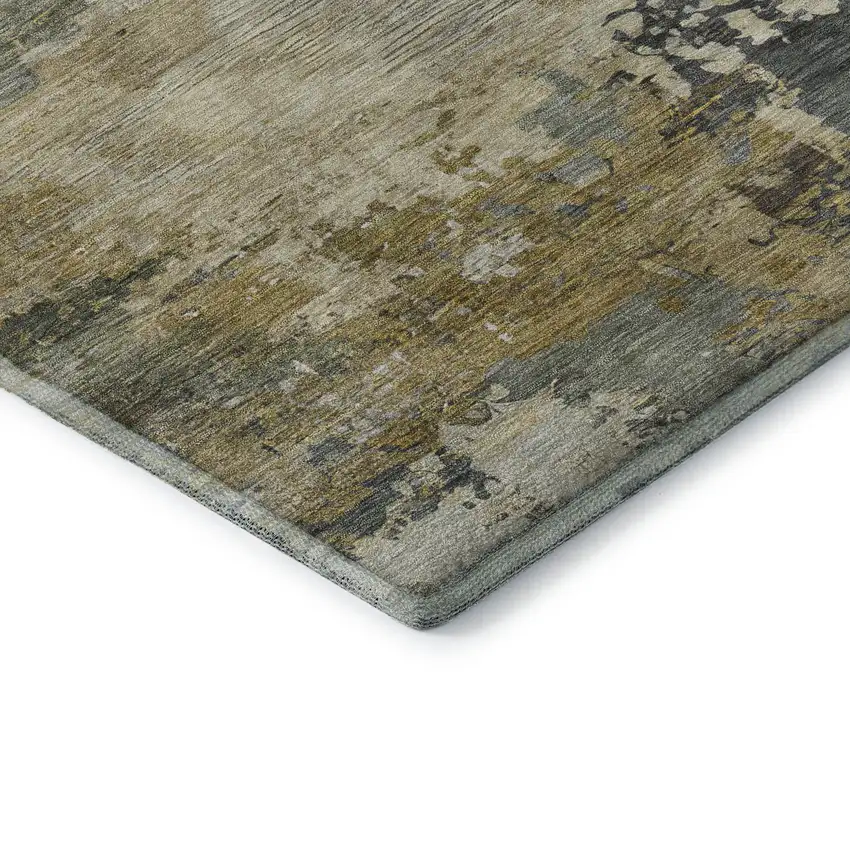 Gray And Beige Abstract Washable Area Rug With UV Protection Photo 7