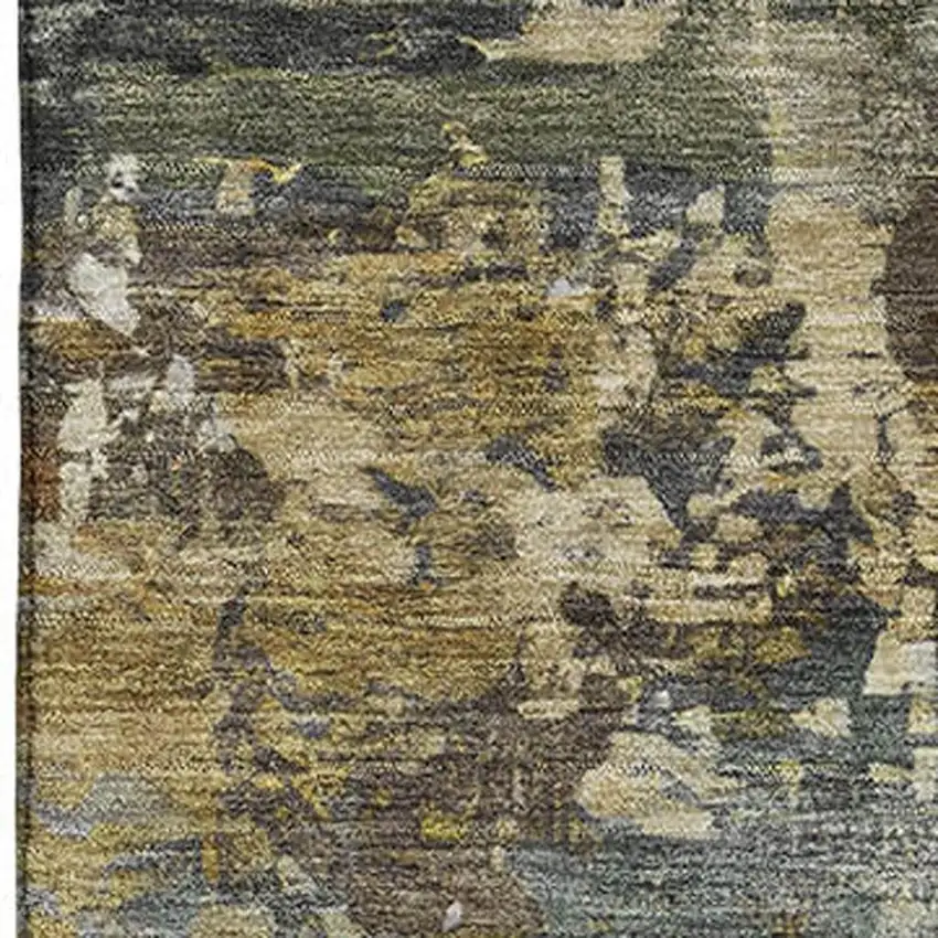 Gray And Beige Abstract Washable Area Rug With UV Protection Photo 3