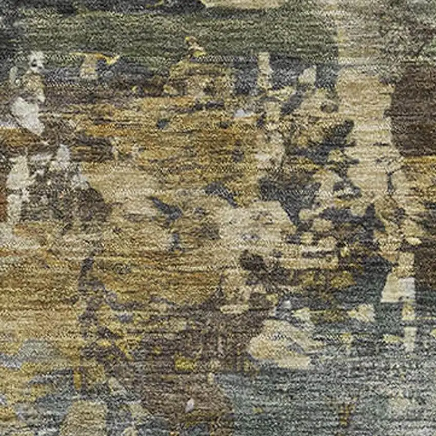 Gray And Beige Abstract Washable Area Rug With UV Protection Photo 3