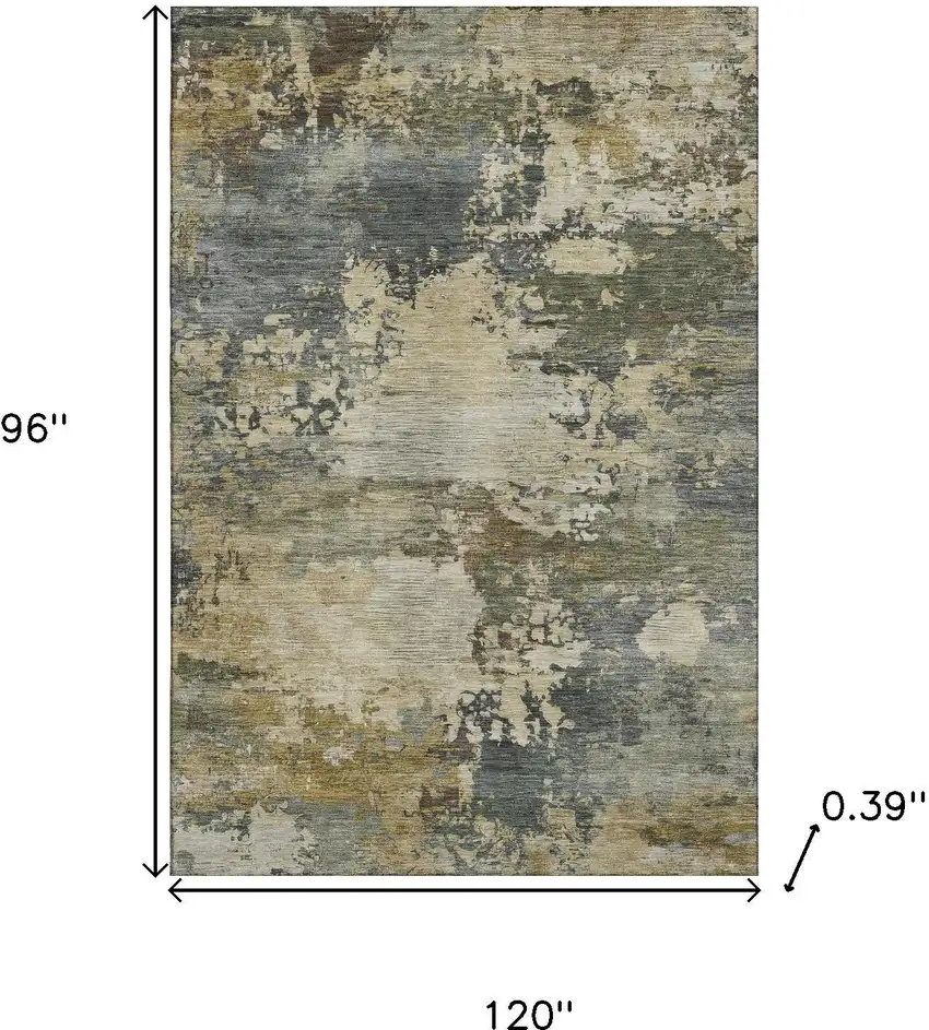 Gray And Beige Abstract Washable Area Rug With UV Protection Photo 9