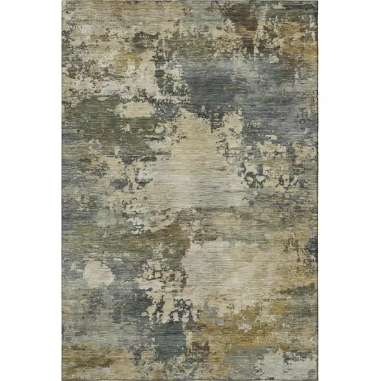 Gray And Beige Abstract Washable Area Rug With UV Protection Photo 3