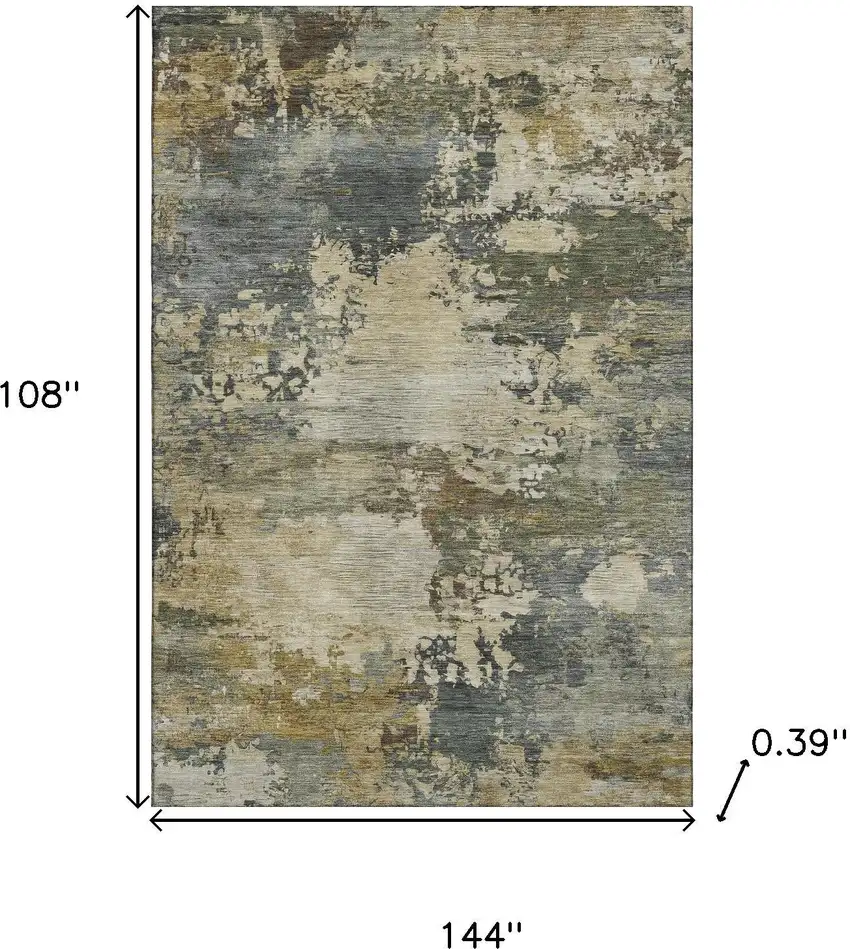 Gray And Beige Abstract Washable Area Rug With UV Protection Photo 8