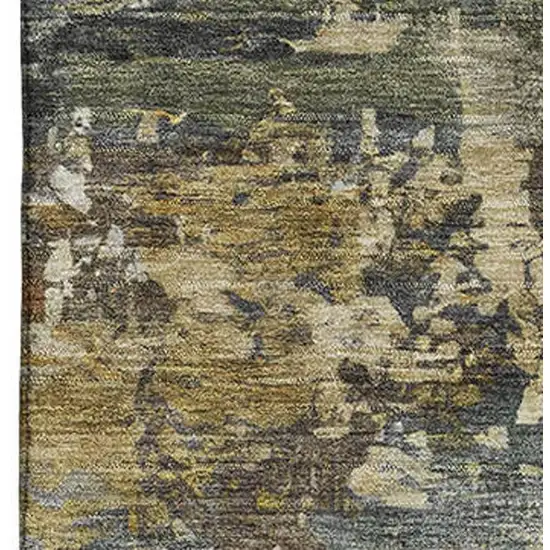 Gray And Beige Abstract Washable Area Rug With UV Protection Photo 3