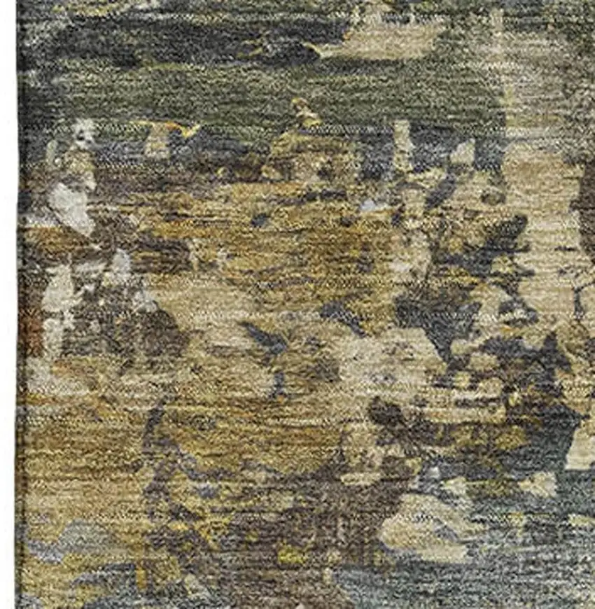 Gray And Beige Abstract Washable Area Rug With UV Protection Photo 3