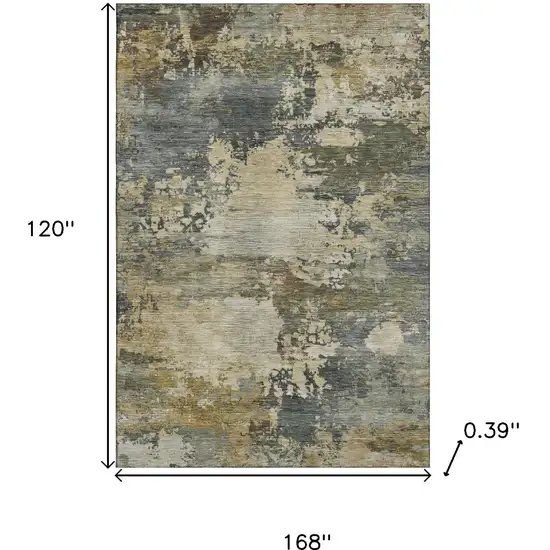 Gray And Beige Abstract Washable Area Rug With UV Protection Photo 9