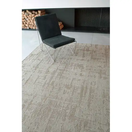 Gray And Beige Abstract Washable Area Rug Photo 6