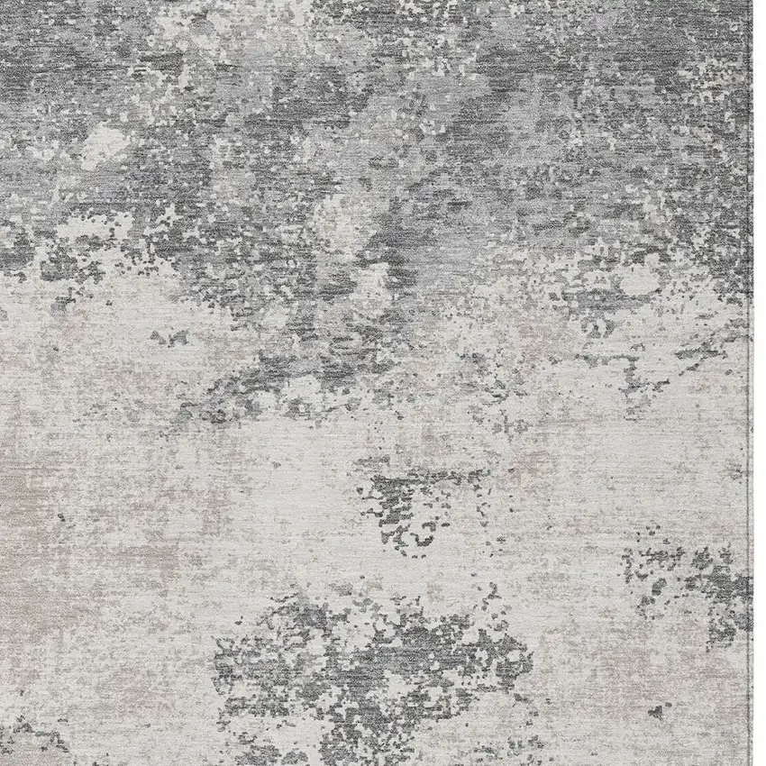 Gray And Beige Abstract Washable Indoor Outdoor Area Rug Photo 6