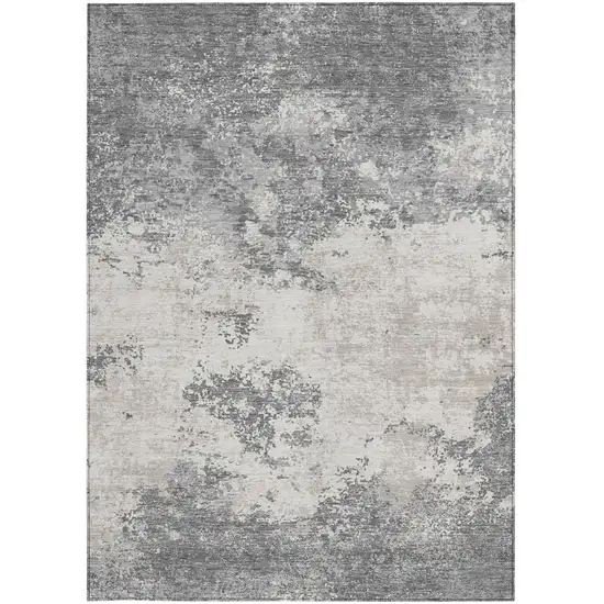 Gray And Beige Abstract Washable Indoor Outdoor Area Rug Photo 6