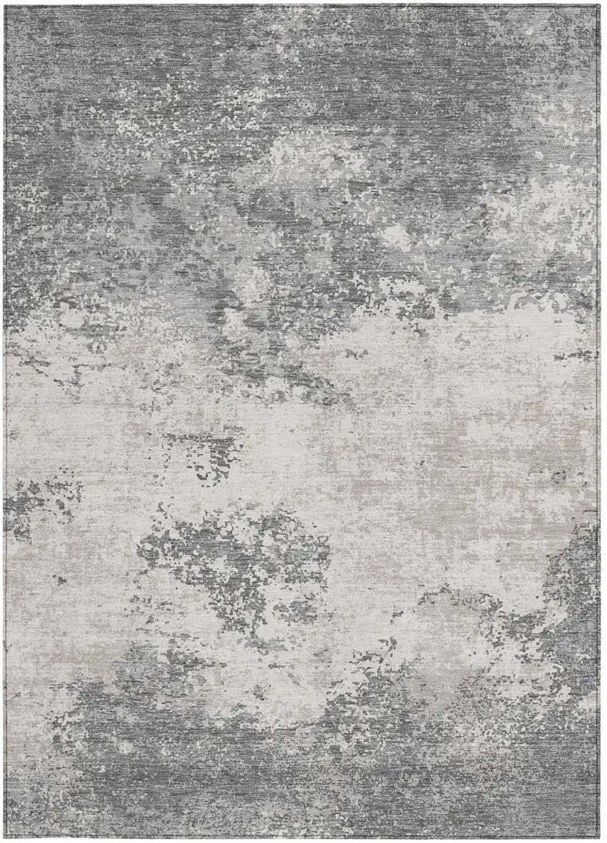 Gray And Beige Abstract Washable Indoor Outdoor Area Rug Photo 6