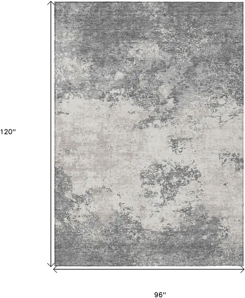Gray And Beige Abstract Washable Indoor Outdoor Area Rug Photo 3