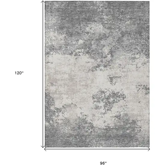 Gray And Beige Abstract Washable Indoor Outdoor Area Rug Photo 3