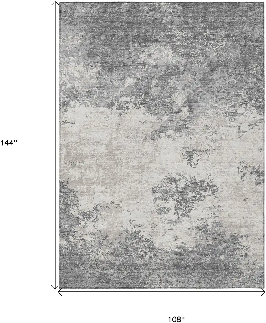 Gray And Beige Abstract Washable Indoor Outdoor Area Rug Photo 3