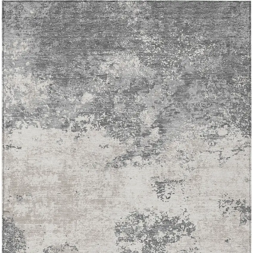 Gray And Beige Abstract Washable Indoor Outdoor Area Rug Photo 7