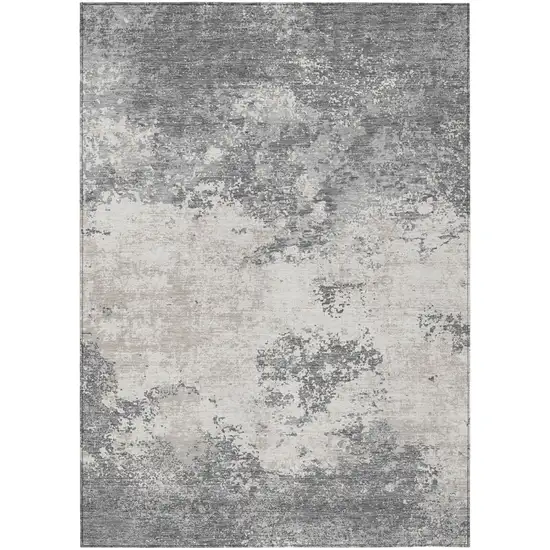 Gray And Beige Abstract Washable Indoor Outdoor Area Rug Photo 2