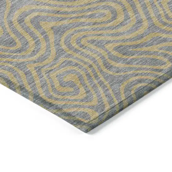 Gray And Beige Abstract Washable Indoor Outdoor Area Rug Photo 5