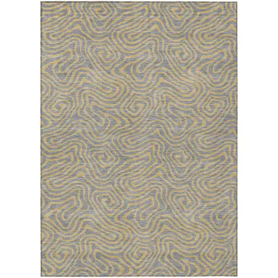 Gray And Beige Abstract Washable Indoor Outdoor Area Rug Photo 2
