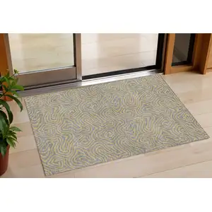 Photo of Gray And Beige Abstract Washable Indoor Outdoor Area Rug