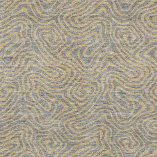 Gray And Beige Abstract Washable Indoor Outdoor Area Rug Photo 7