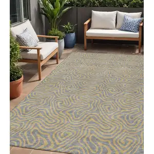 Photo of Gray And Beige Abstract Washable Indoor Outdoor Area Rug