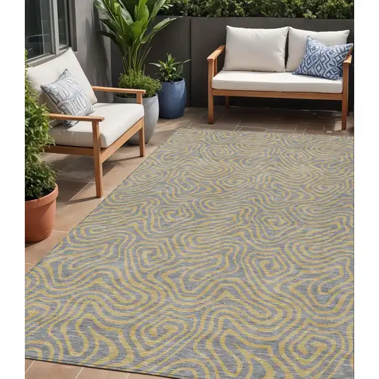 Gray And Beige Abstract Washable Indoor Outdoor Area Rug Photo 1