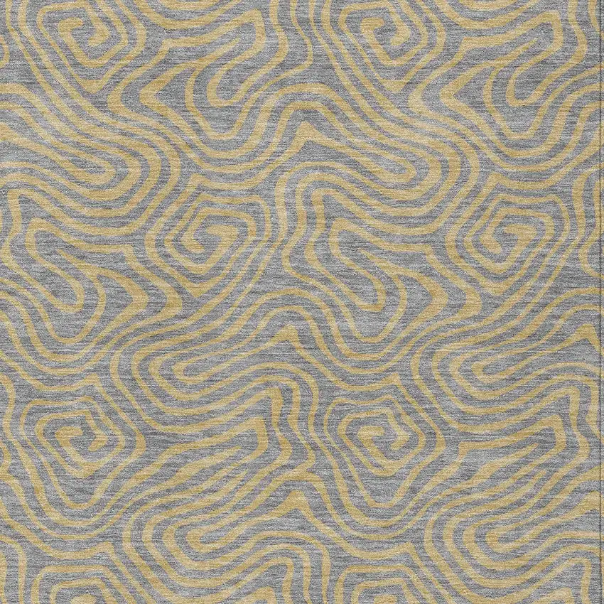 Gray And Beige Abstract Washable Indoor Outdoor Area Rug Photo 7