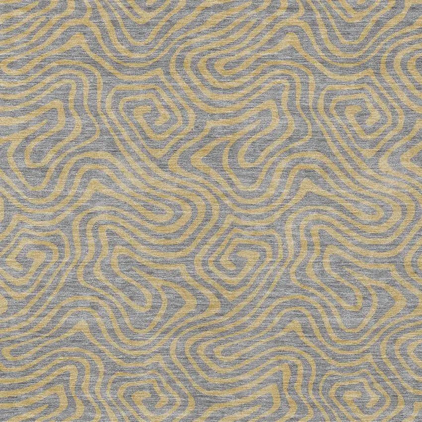 Gray And Beige Abstract Washable Indoor Outdoor Area Rug Photo 7