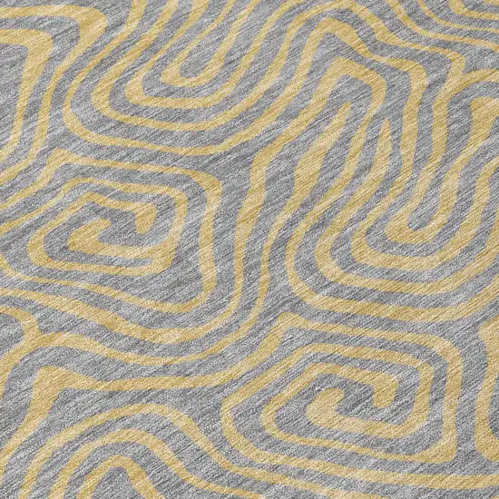 Gray And Beige Abstract Washable Indoor Outdoor Area Rug Photo 6