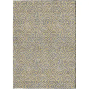 Photo of Gray And Beige Abstract Washable Indoor Outdoor Area Rug