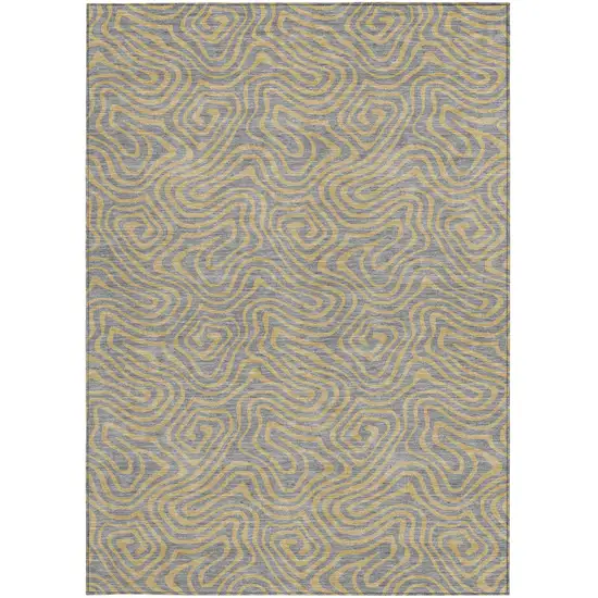 Gray And Beige Abstract Washable Indoor Outdoor Area Rug Photo 8