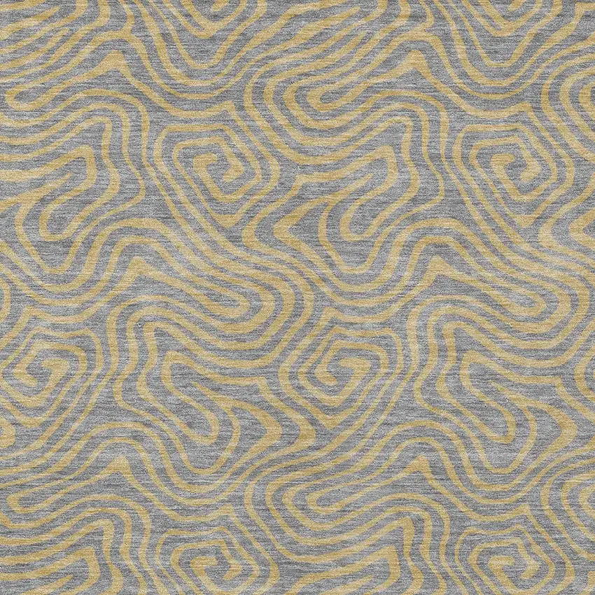 Gray And Beige Abstract Washable Indoor Outdoor Area Rug Photo 7