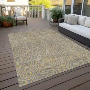 Photo of Gray And Beige Abstract Washable Indoor Outdoor Area Rug