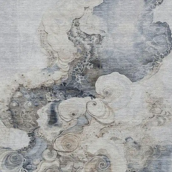 Gray And Beige Abstract Washable Indoor Outdoor Area Rug Photo 4