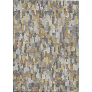 Photo of Gray And Beige Abstract Washable Indoor Outdoor Area Rug