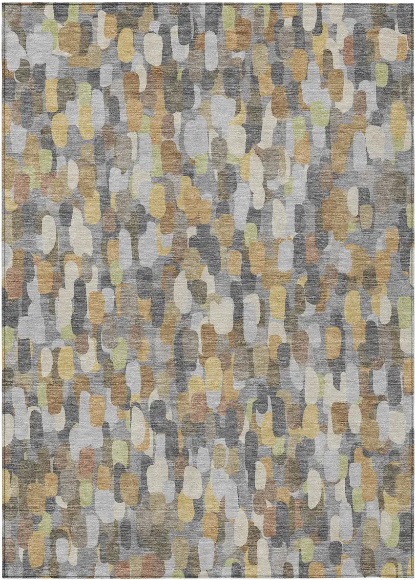 Gray And Beige Abstract Washable Indoor Outdoor Area Rug Photo 1