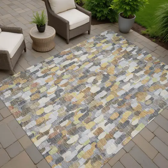 Gray And Beige Abstract Washable Indoor Outdoor Area Rug Photo 7