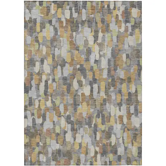 Gray And Beige Abstract Washable Indoor Outdoor Area Rug Photo 1