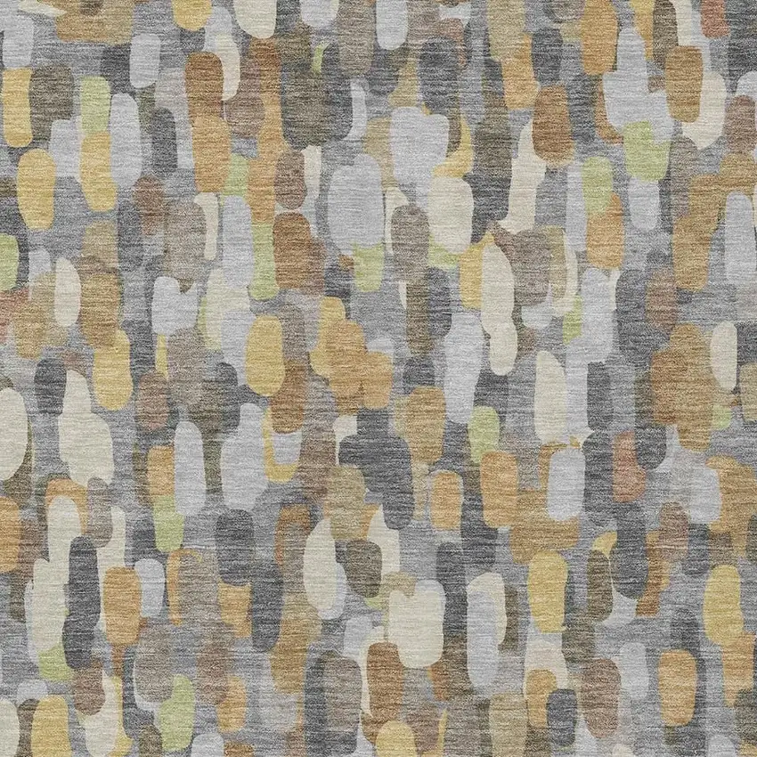 Gray And Beige Abstract Washable Indoor Outdoor Area Rug Photo 2