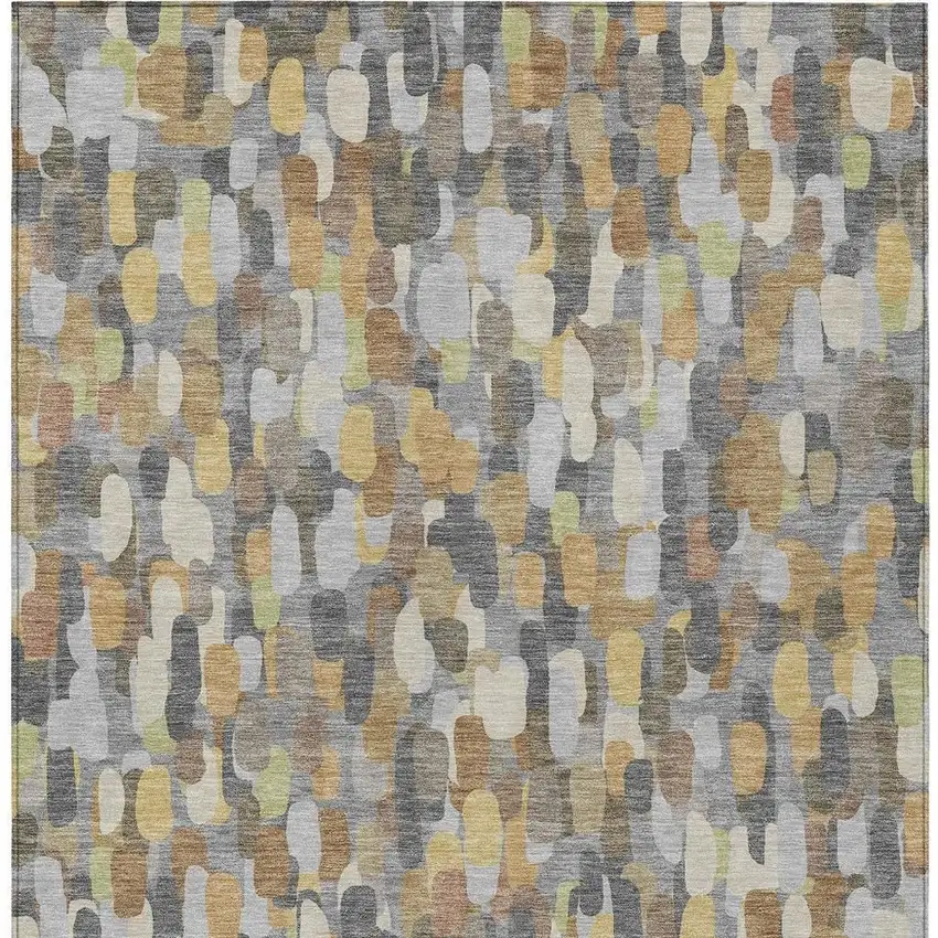 Gray And Beige Abstract Washable Indoor Outdoor Area Rug Photo 3