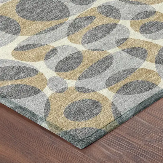 Gray And Beige Abstract Washable Indoor Outdoor Area Rug Photo 8