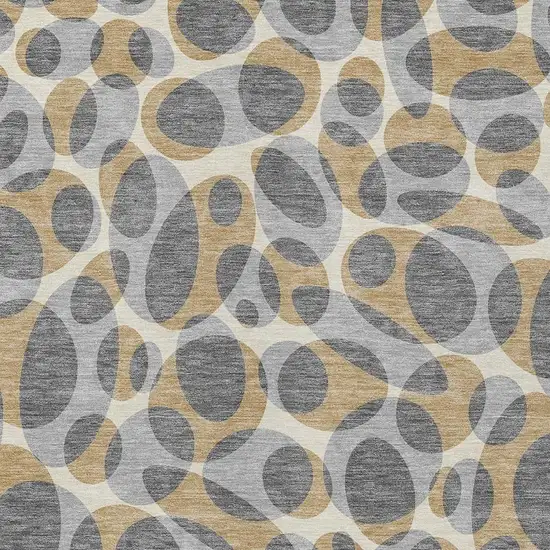 Gray And Beige Abstract Washable Indoor Outdoor Area Rug Photo 2