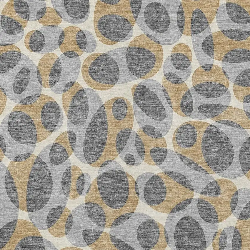 Gray And Beige Abstract Washable Indoor Outdoor Area Rug Photo 2