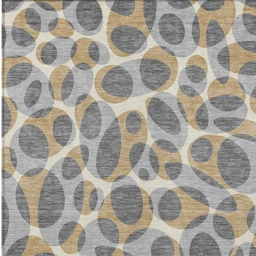 Gray And Beige Abstract Washable Indoor Outdoor Area Rug Photo 2