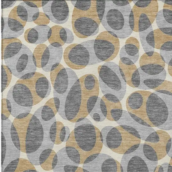 Gray And Beige Abstract Washable Indoor Outdoor Area Rug Photo 2