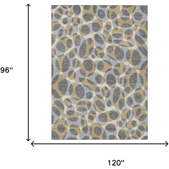 Gray And Beige Abstract Washable Indoor Outdoor Area Rug Photo 6