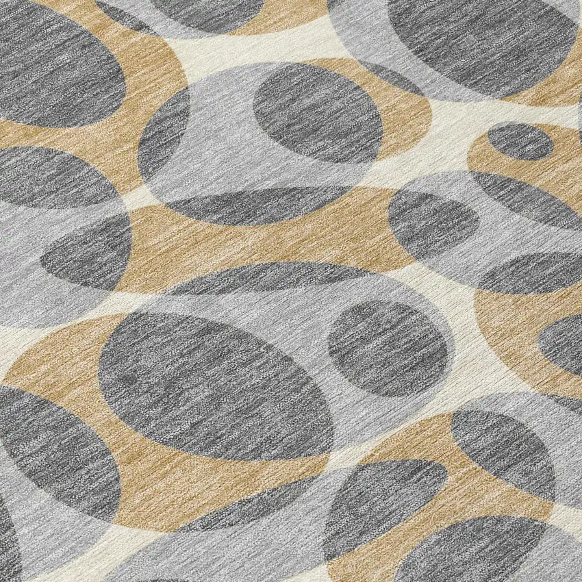 Gray And Beige Abstract Washable Indoor Outdoor Area Rug Photo 9