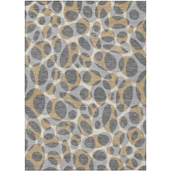 Gray And Beige Abstract Washable Indoor Outdoor Area Rug Photo 1