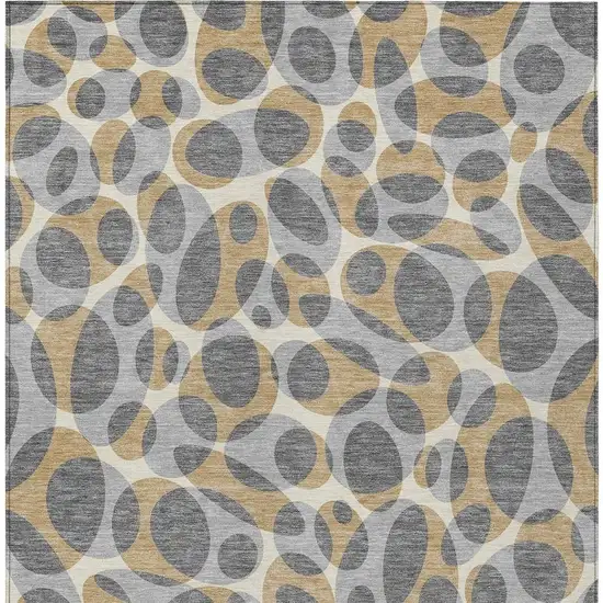 Gray And Beige Abstract Washable Indoor Outdoor Area Rug Photo 3