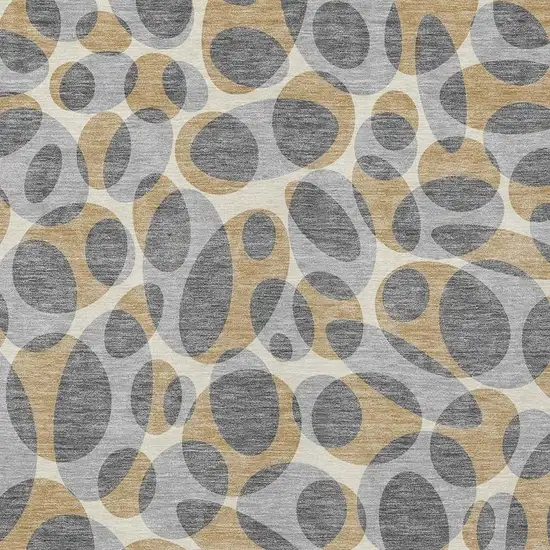 Gray And Beige Abstract Washable Indoor Outdoor Area Rug Photo 2
